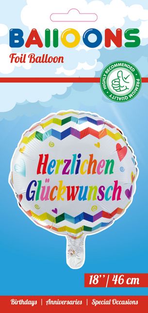 Ballon en hélium Herzlichen Gl√ºckwunsch 45cm vide