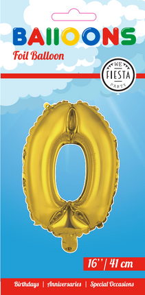 Ballon de baudruche Figure 0 Or 41cm avec paille