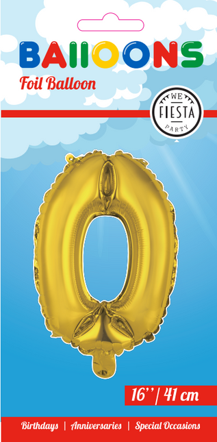 Ballon de baudruche Figure 0 Or 41cm avec paille