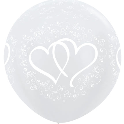 Ballons Entwinted Hearts Pearl White 91cm 2pcs