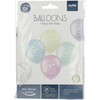 Ballons Happy 8th Bday 33cm 6pcs