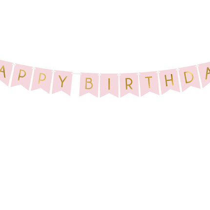 Bannière Happy Birthday Rose clair 1.75m