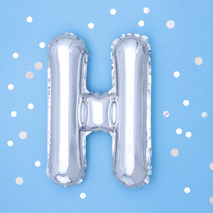 Ballon de baudruche Lettre H Argent Vide 35cm