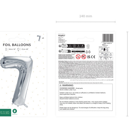 7 Year Figure Balloon Silver Empty 72cm