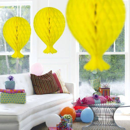 Ballon nid d'abeille jaune 37cm