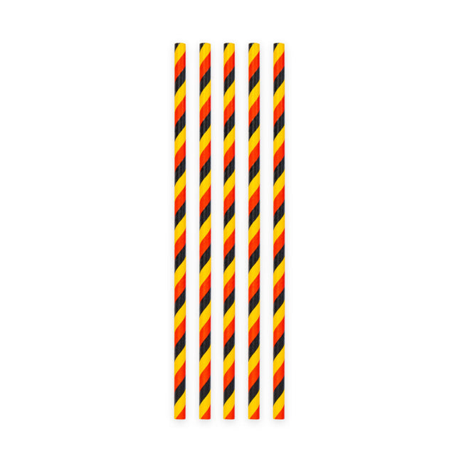 Pailles noires rouges jaunes en carton 20pcs