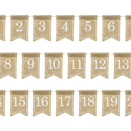 Numéros de table Jute 10.5cm 20pcs