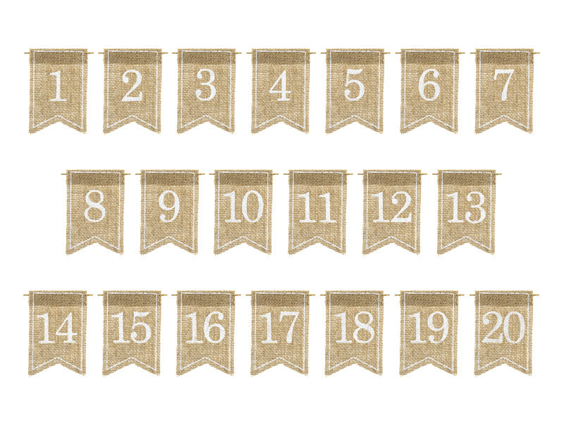Numéros de table Jute 10.5cm 20pcs