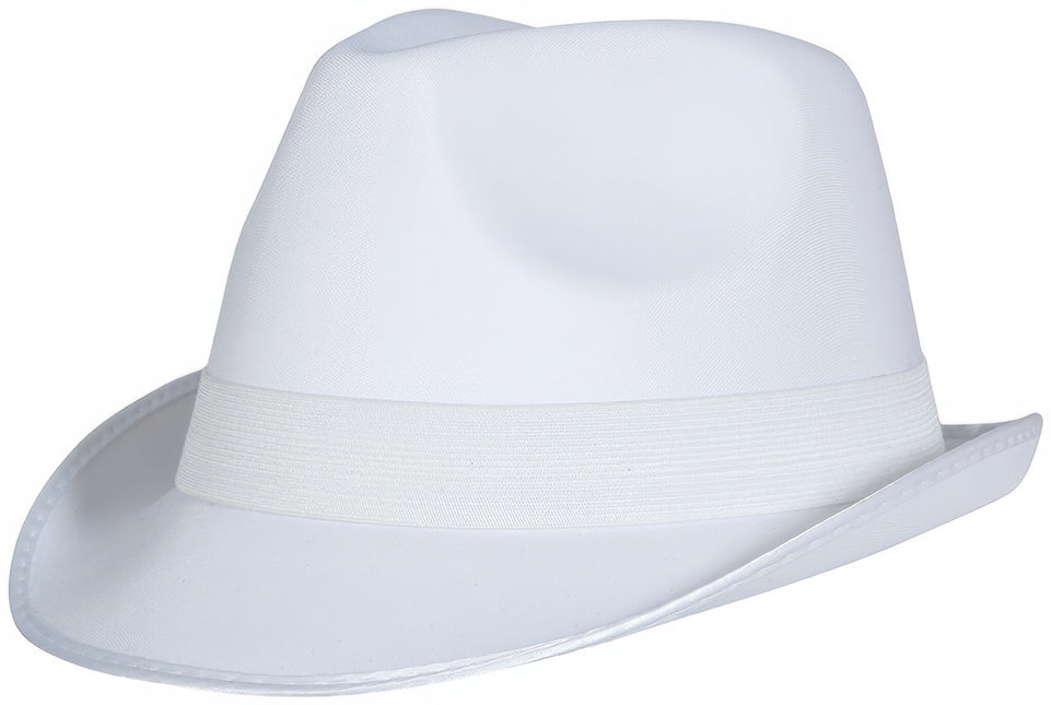Chapeau de gangster blanc avec bande