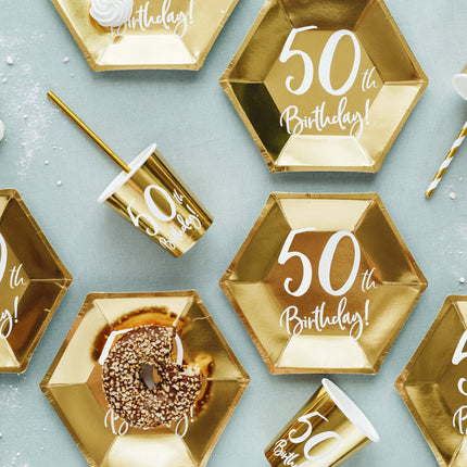 Assiettes 50 ans or 20cm 6pcs