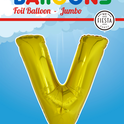 Ballon de baudruche Lettre V Or XL 102cm vide