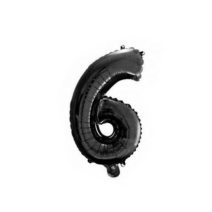 Ballon de baudruche Figure 6 Noir 41cm avec paille