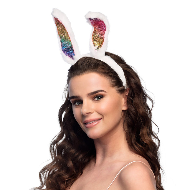 Bandeau à cheveux arc-en-ciel Lapin