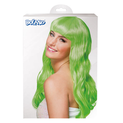 Perruque cheveux longs vert lime