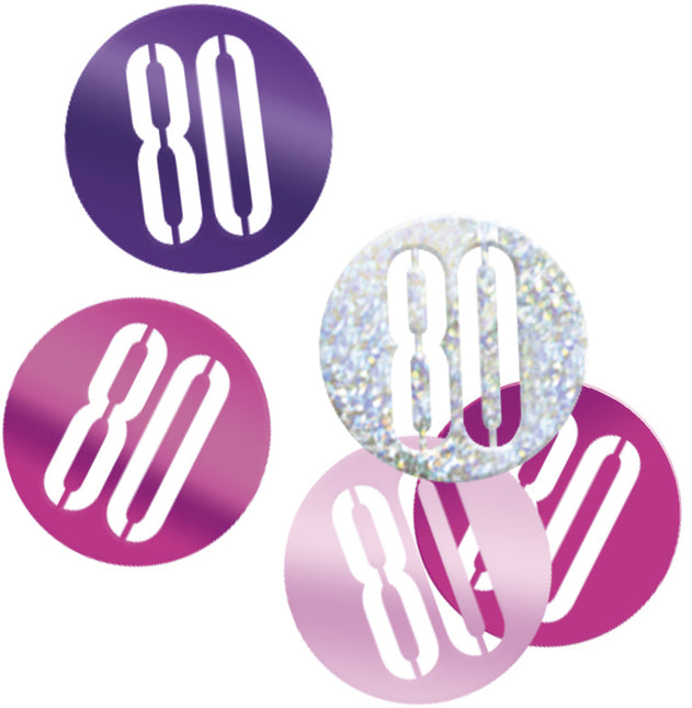 Confetti de table 80 ans rose 14gr