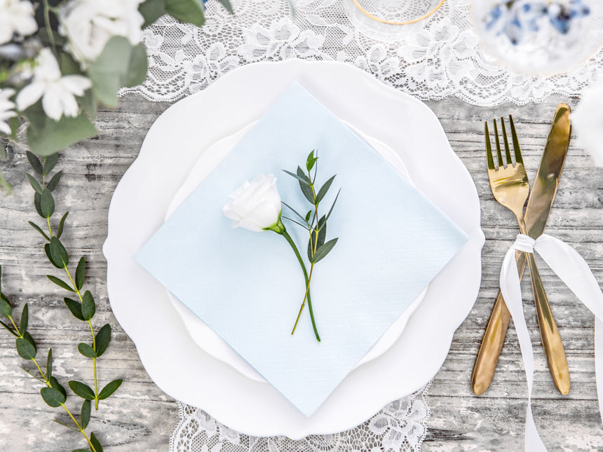 Serviettes de table bleu clair Pastel 33cm 20pcs