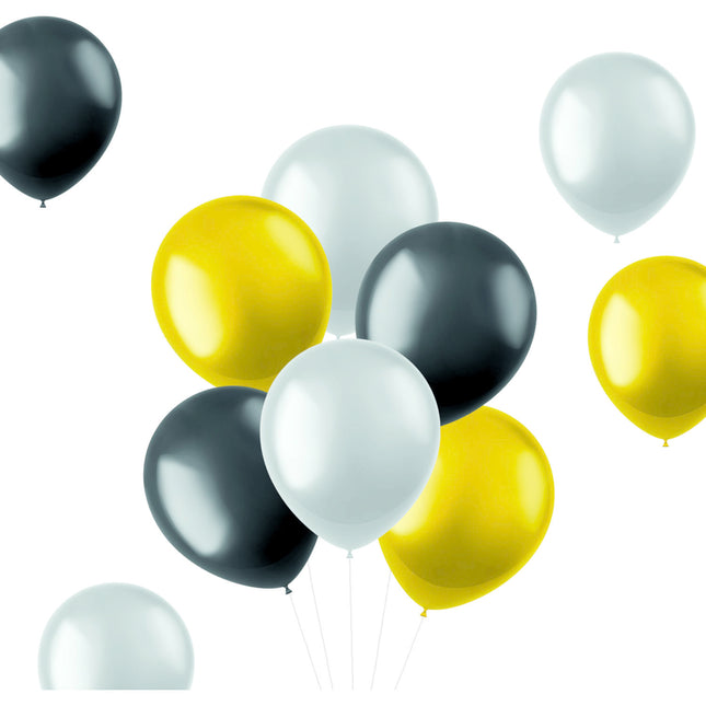 Ballons colorés Noir Or Argent Métallique 33cm 100pcs