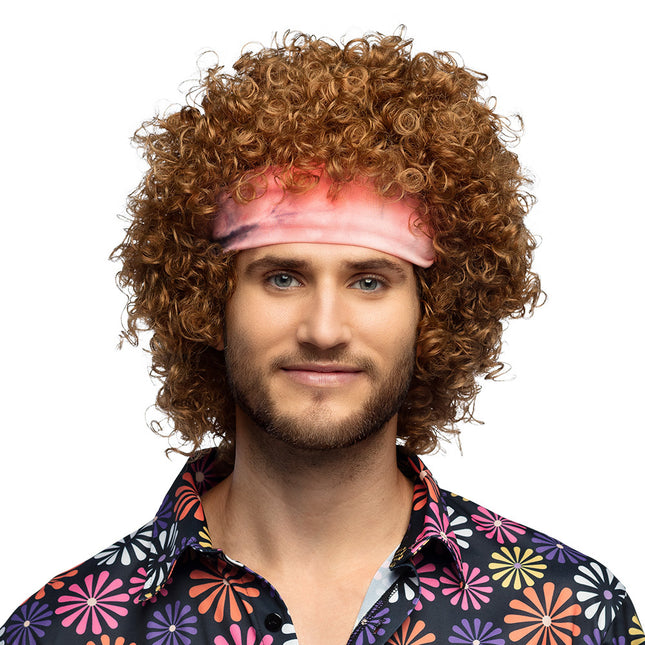 Perruque hippie orange