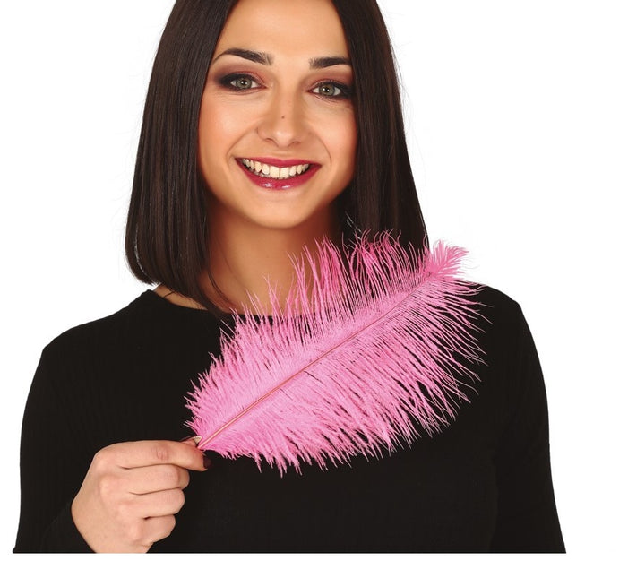 Plumes d'autruche roses 30cm 12pcs