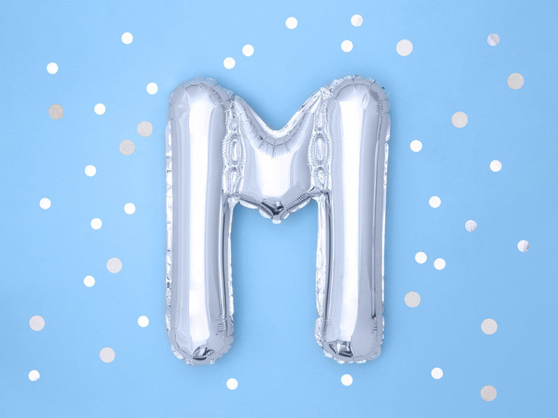 Ballon de baudruche Lettre M Argent Vide 35cm