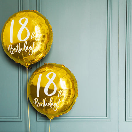 Ballon à l'hélium 18ème anniversaire doré vide 45cm