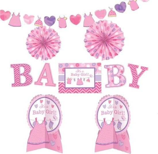 Set de décoration de naissance fille 10 pièces