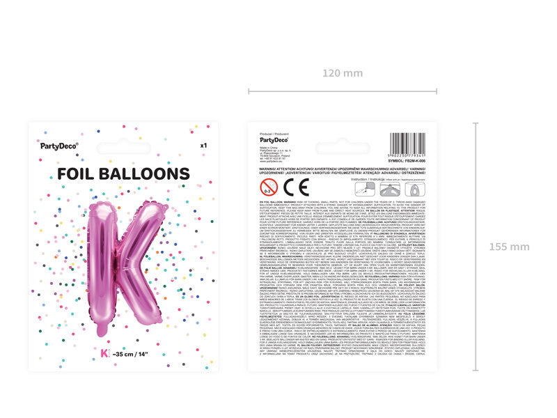 Ballon de baudruche Lettre K Rose Vide 35cm