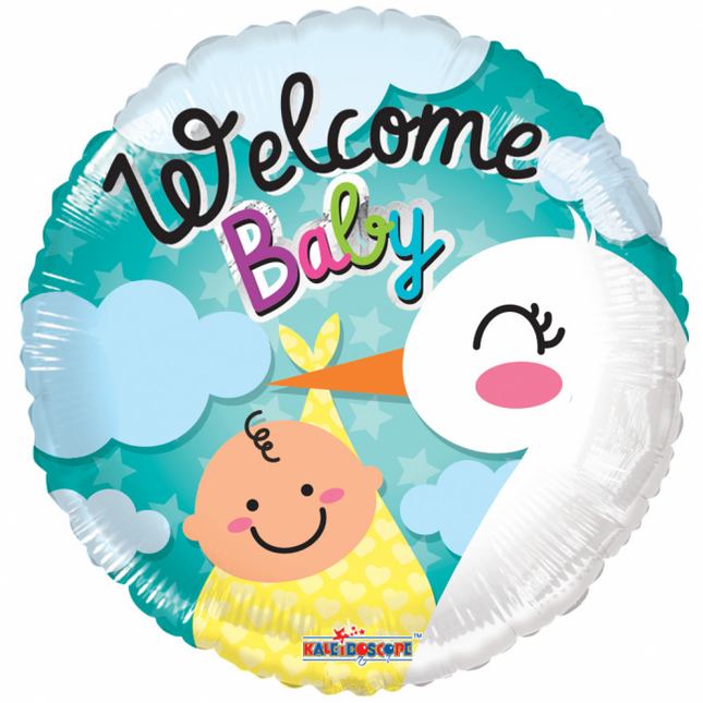 Ballon à l'hélium Naissance Bienvenue Bébé Cigogne 45cm vide