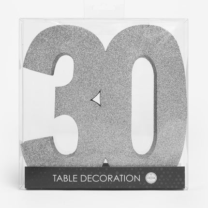 Décoration de table argentée Figure 30 Glitter 20.5cm