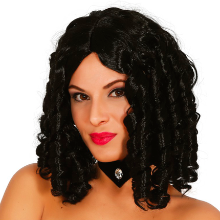 Perruque noire boucles