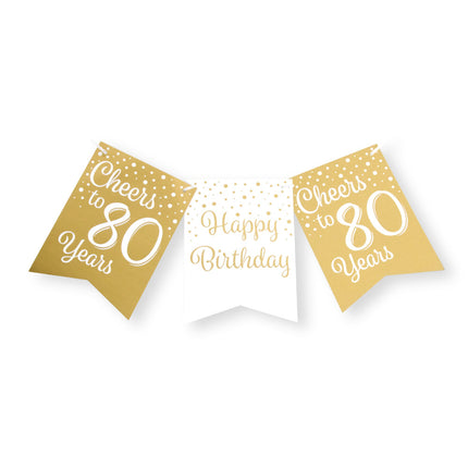 Bannière 80 ans or blanc 6m