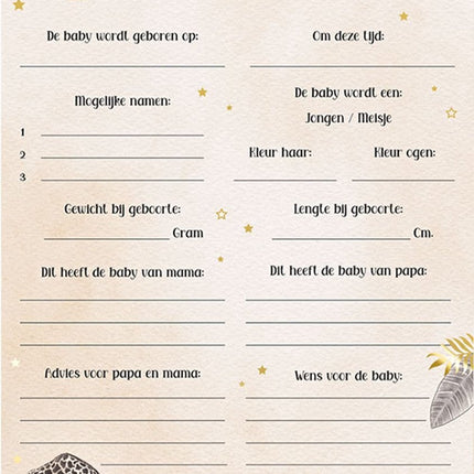 Cartes de prédiction Safari Nude 20pcs