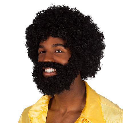 Perruque noire Rufus avec barbe