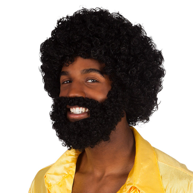 Perruque noire Rufus avec barbe