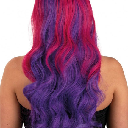 Perruque Selena Longue avec Boucles Rose à Violet