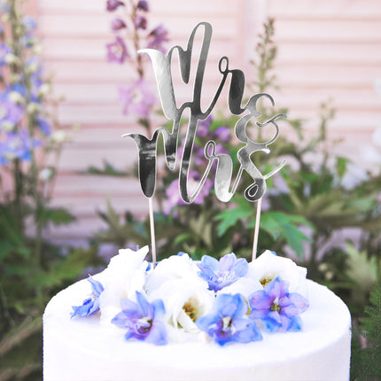 Décor de gâteau Happy Birthday Argenté 25.5cm