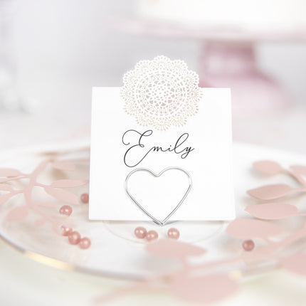 Porte-cartes de visite Cœurs Argent 2.5cm 10pcs