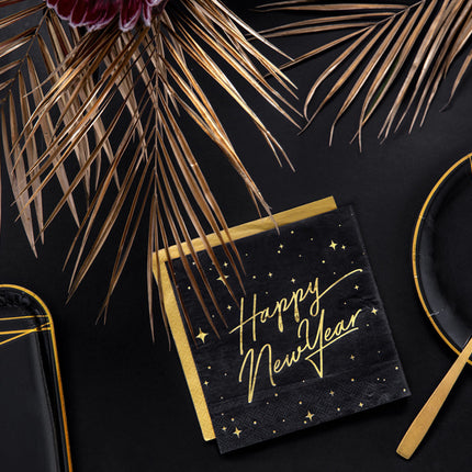 Serviettes de table pour le Nouvel An Noir 33cm 20pcs