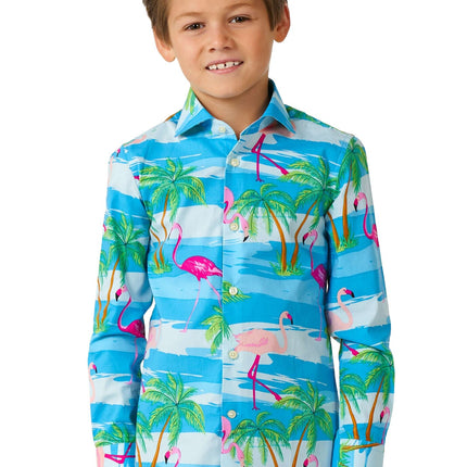 Chemise Hawaii Flamingo Garçon <tc>OppoSuits</tc>