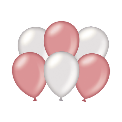Ballons de baudruche rose/argent métallisé 30cm 6pcs