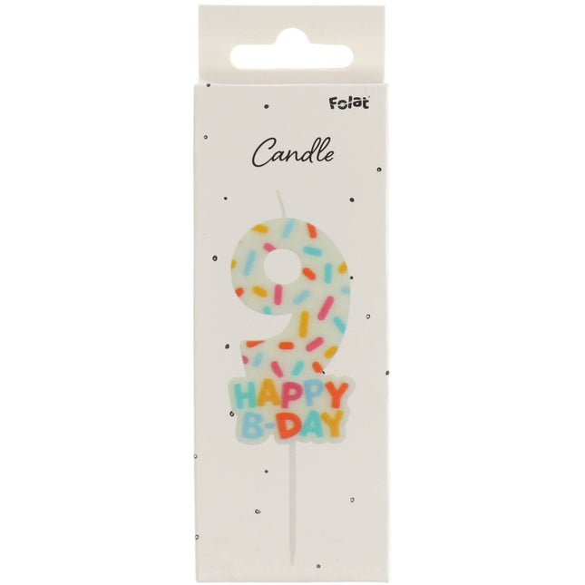 Bougie de joyeux anniversaire 9 ans 7cm