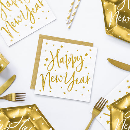 Serviettes de table pour le Nouvel An blanc 33cm 20pcs