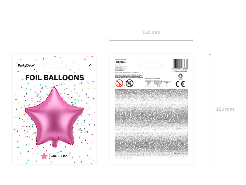 Ballon à l'hélium étoile rose vide 48cm