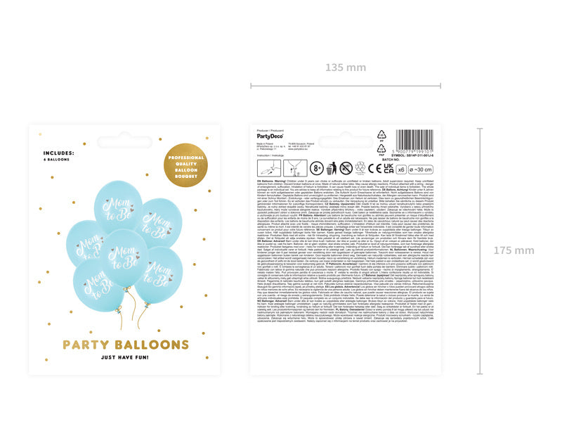 Ballons de baudruche Mom To Be Blue 30cm 6pcs