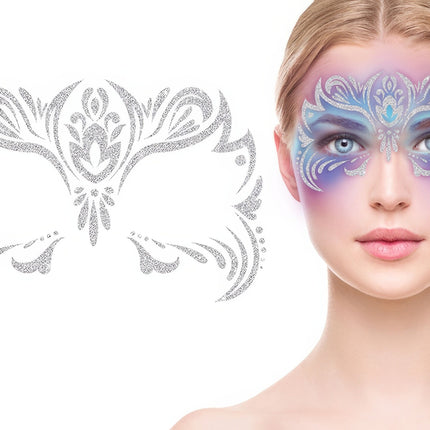 Autocollants pour le visage Paillettes d'argent