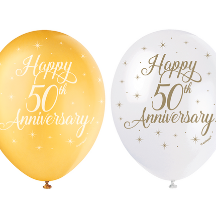 Ballons Happy 50th Anniversary 30cm 5pcs