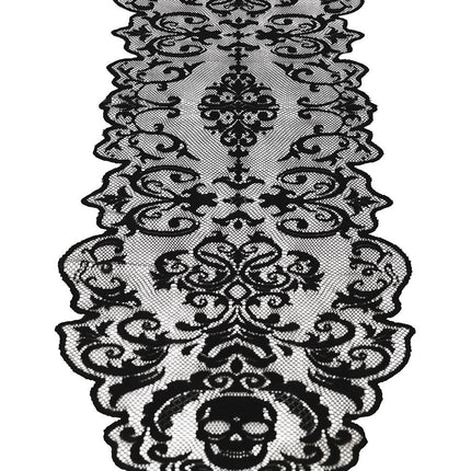 Nappe d'Halloween noire en dentelle 180cm