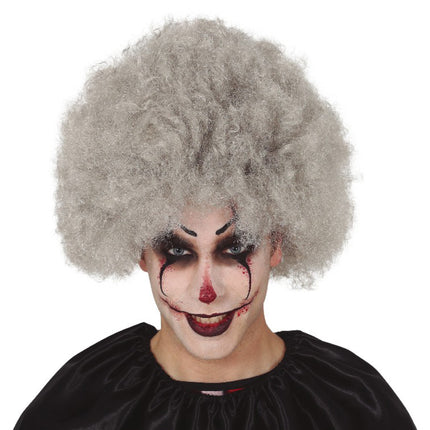 Perruque afro d'Halloween grise