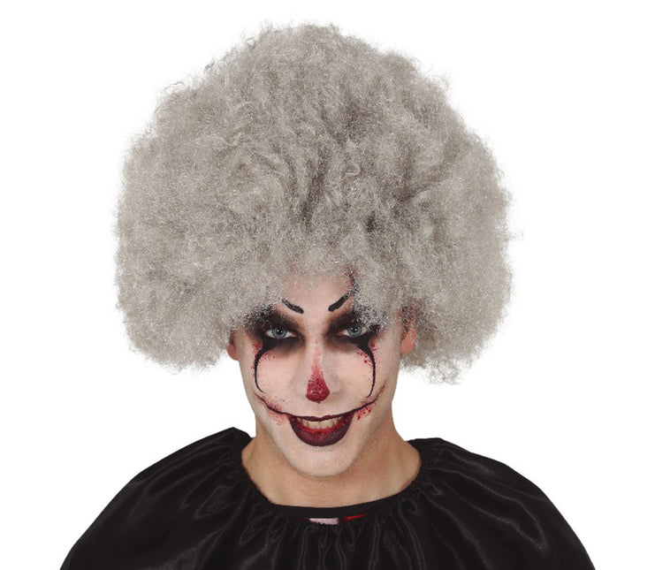 Perruque afro d'Halloween grise