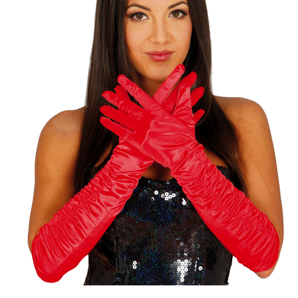 Gants d'Halloween rouge velours 45cm